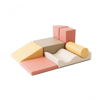 Minkštų kaladėlių komplektas „Sukutis”, pastelinis rausvas