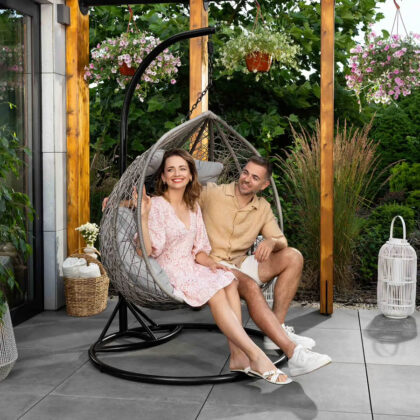 Dvivietis pakabinamas krėslas „Vestina”, pilkas - Image 3