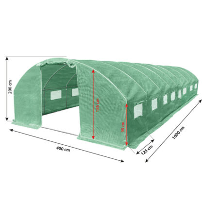 Šiltnamis su armuota plėvele, 40 m2, 4x10 m, žalias - Image 3