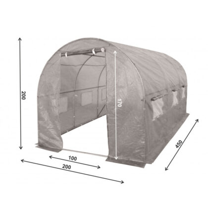 Šiltnamis su armuota plėvele, 9 m2, 2x4.5 m, pilkas - Image 2