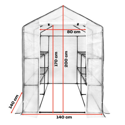 Šiltnamis su lentynomis, 140x140x200 cm, baltas - Image 9
