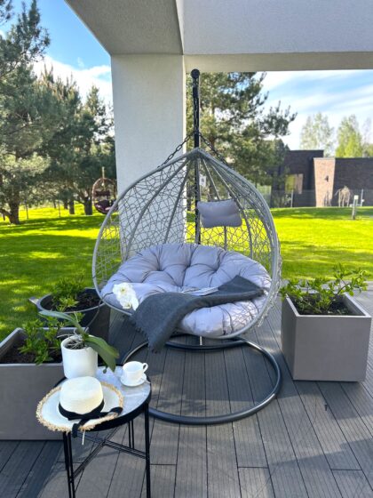 Dvivietis pakabinamas krėslas „Vestina”, pilkas - Image 6