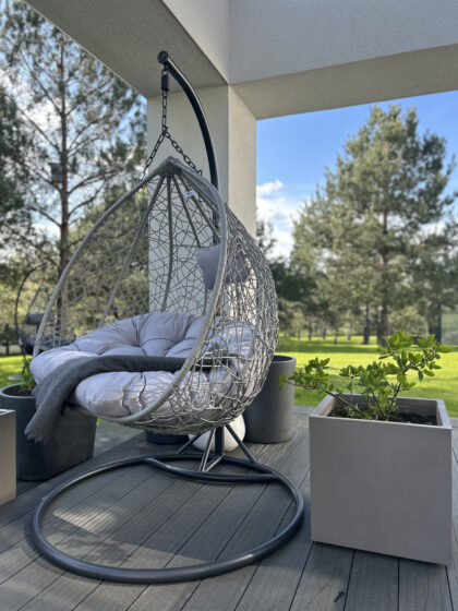 Dvivietis pakabinamas krėslas „Vestina”, pilkas - Image 10