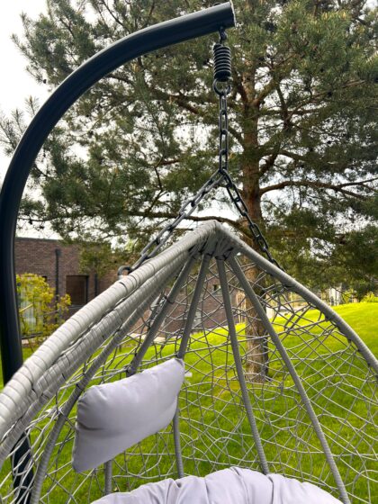 Dvivietis pakabinamas krėslas „Vestina”, pilkas - Image 9