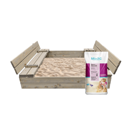 smėlio dėžė bonus orbis, 120x120cm, su patiesalu ir 250kg smėlio, pilka