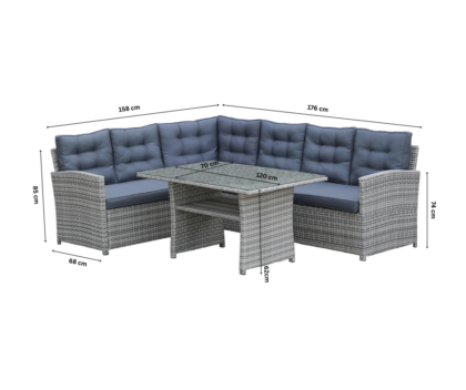 Lauko baldų komplektas HATIS „Bianca”, pilkas - Image 9