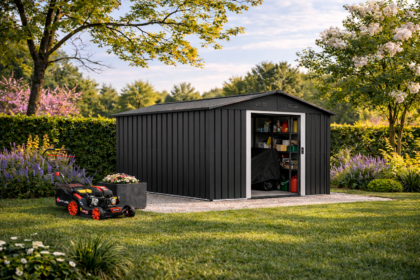 metalinis sandėliukas, 11,7 m2, antracito