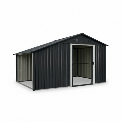 metalinis sandėliukas su malkine, 5,77 m2, antracito