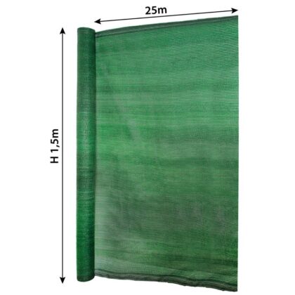 Žalias apsauginis tinklas nuo saulės, 62 g/m², 1,5 m x 25 m - Image 2