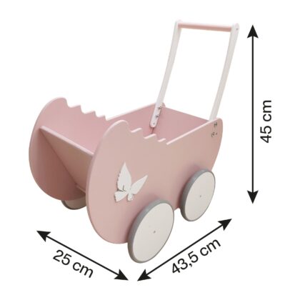 Medinis lėlių vežimėlis „Drugelis“