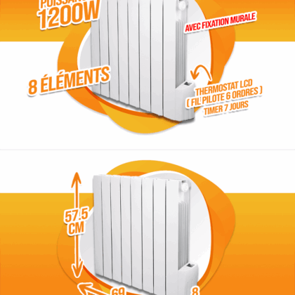 1200W-8 elemento skysčio inercijos radiatorius