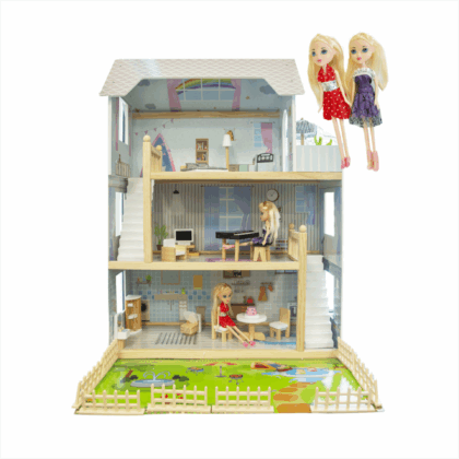 Medinis lėlių namelis su sodu „Rugiagėlė“