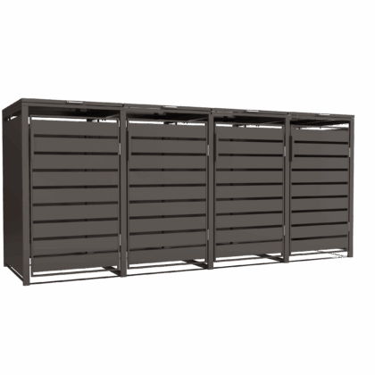 Metalinė konteinerio stoginė, keturguba, ruda