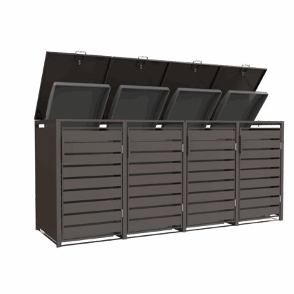 Metalinė konteinerio stoginė, keturguba, ruda