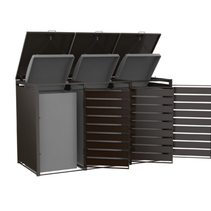 Metalinė konteinerio stoginė, triguba, ruda