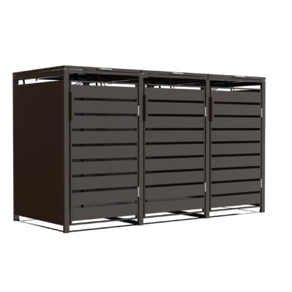 Metalinė konteinerio stoginė, triguba, ruda