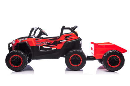 Vaikiškas elektrinis bagis su priekaba, raudonas - Image 10