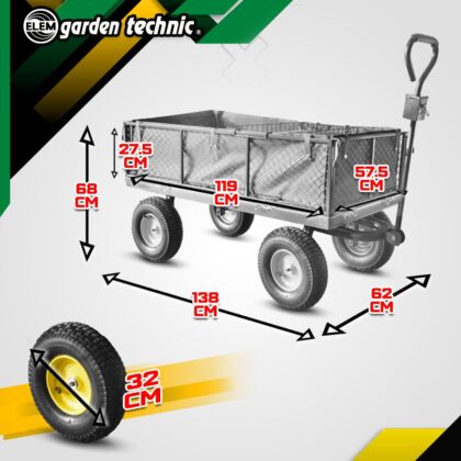 Plieninis vežimėlis su nuimamu brezentu, 500 kg - Image 3