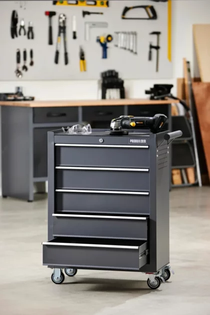 Dirbtuvių vežimėlis "Probuilder“, 5 stalčiai - Image 2