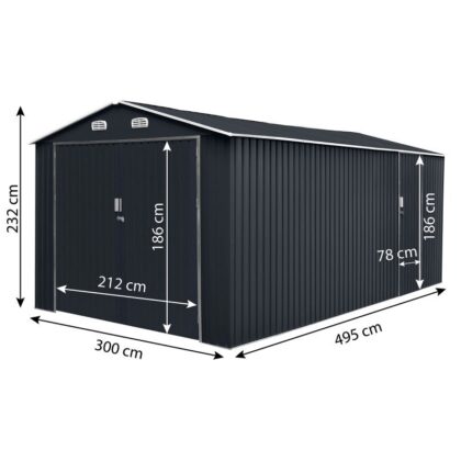 Metalinis garažas su sandėliuku, 15 m2
