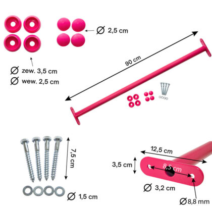 Metalinis skersinis 90 cm, rožinis