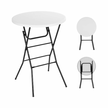 apvalus sulankstomas lauko stalas, 80 x 110 cm, baltas