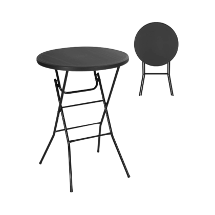 apvalus sulankstomas lauko stalas, 80 x 110 cm, juodas