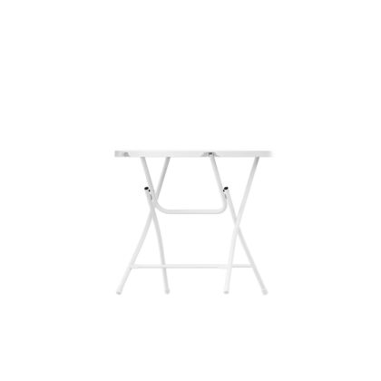 apvalus sulankstomas lauko stalas, 80 x 74 cm, baltas