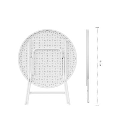 apvalus sulankstomas lauko stalas, 80 x 74 cm, baltas