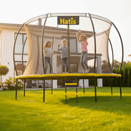 batutas hatis 4,25 m. su vidiniu apsauginiu tinklu ir laipteliais