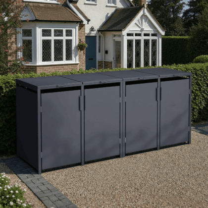 metalinė konteinerio stoginė, keturguba, su pedalu, antracito