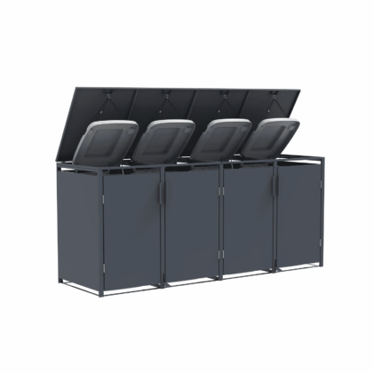 metalinė konteinerio stoginė, keturguba, su pedalu, antracito