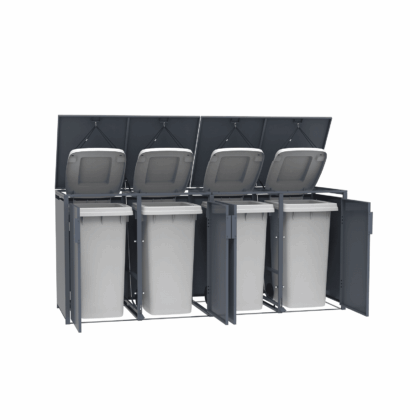 metalinė konteinerio stoginė, keturguba, su pedalu, antracito