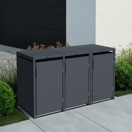 metalinė konteinerio stoginė, triguba, su pedalu, antracito