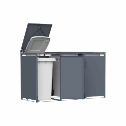 metalinė konteinerio stoginė, triguba, su pedalu, antracito