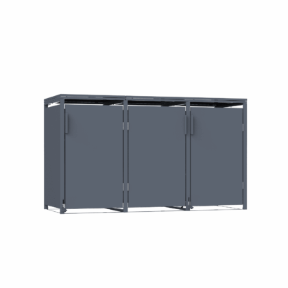 metalinė konteinerio stoginė, triguba, su pedalu, antracito