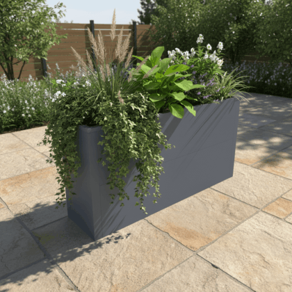 metalinis vazonas, 100 x 25 x 77 cm, antracito