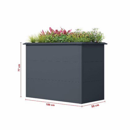 metalinis vazonas, 100 x 50 x 77 cm, antracito