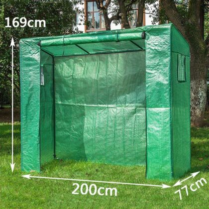 mini šiltnamis su armuota plėvele, 1.5 m2, 200x77x169/149 cm, žalias