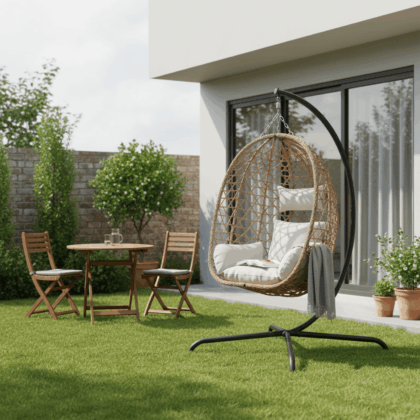 pakabinamas supamasis krėslas „linda”, kreminis