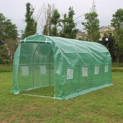 Šiltnamis su armuota plėvele, 10 m2, 4x2.5 m, žalias