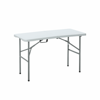 sulankstomas lauko stalas, 122 x 60 x 50/74 cm, baltas