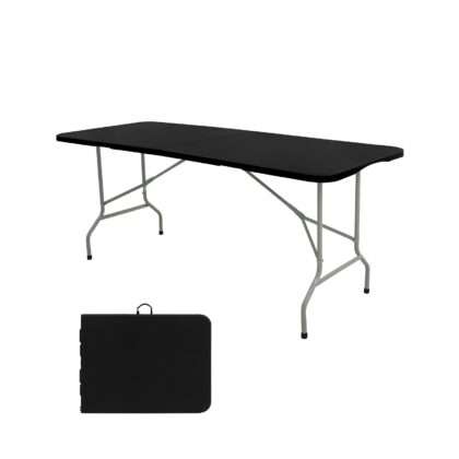 sulankstomas lauko stalas, 180 x 70 x 74 cm, juodas