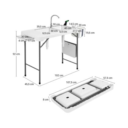 universalus sulankstomas lauko stalas, 108 x 58 x 92 cm
