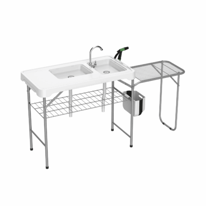 universalus sulankstomas lauko stalas su lentyna, 177 x 58 x 92 cm