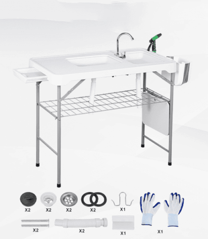 universalus sulankstomas lauko stalas su lentyna, 108 x 58 x 92 cm