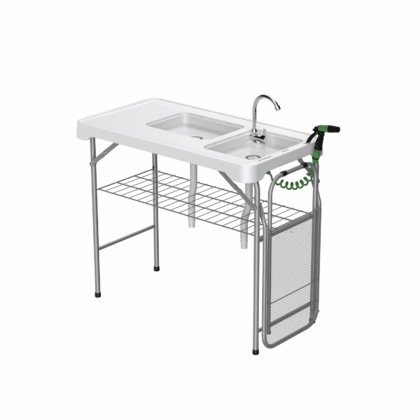 universalus sulankstomas lauko stalas su lentyna, 177 x 58 x 92 cm