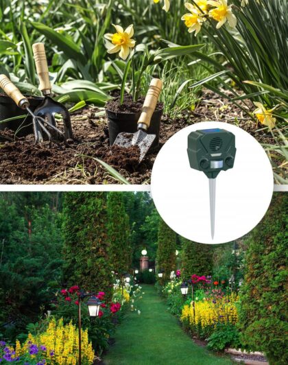 Ultragarsinis gyvūnų repelentas su saulės baterija