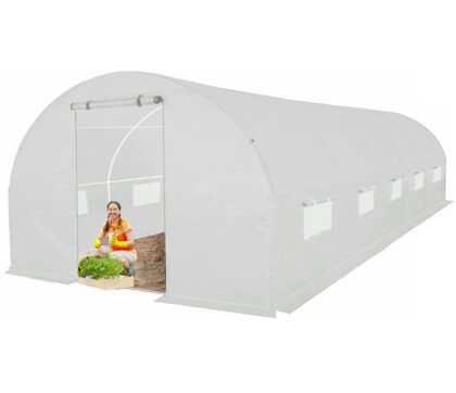 Šiltnamis su armuota plėvele, 24 m2, 8 x 3 m, baltas
