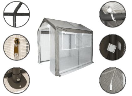 Šiltnamis su armuota plėvelė, 180 x 240 x 230 cm, pilkas